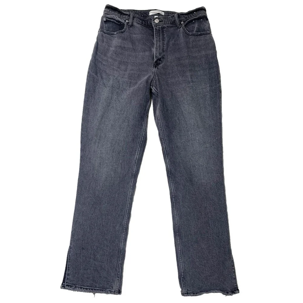 Abercrombie Fitch Jeans Womens 32/ 14 Curve Black 90s Straight Ultra High Rise - Picture 1 of 11